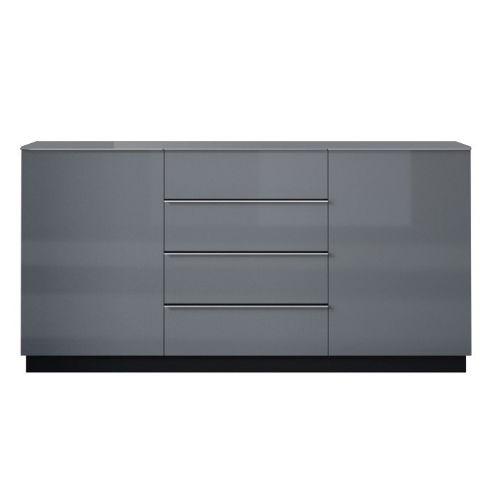 Ensemble de 6 meubles de salon collection ZANTE. Couleur noir et gris brillant.