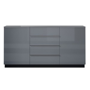 Ensemble de 6 meubles de salon collection ZANTE. Couleur noir et gris brillant.