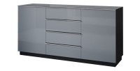 Ensemble de 6 meubles de salon collection ZANTE. Couleur noir et gris brillant.