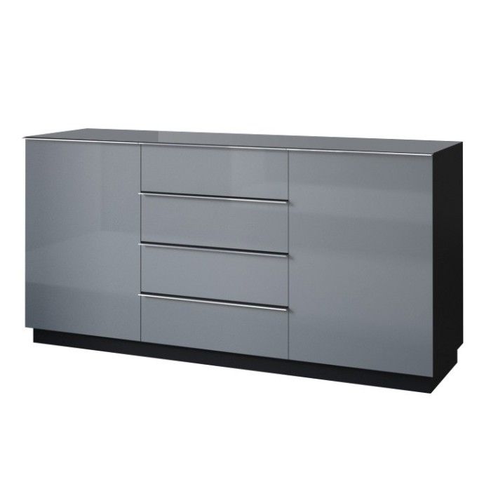 Ensemble de 6 meubles de salon collection ZANTE. Couleur noir et gris brillant.