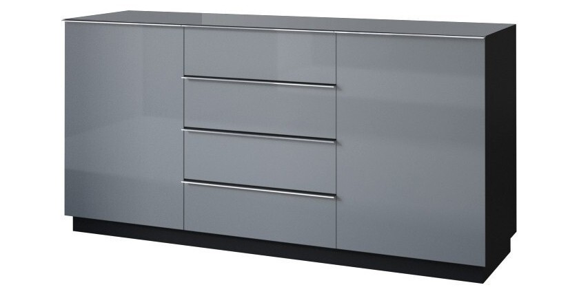 Ensemble de 6 meubles de salon collection ZANTE. Couleur noir et gris brillant.