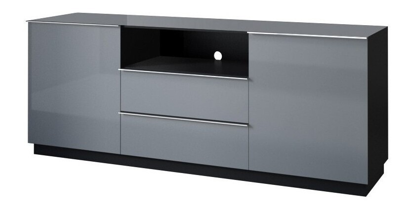 Ensemble de 6 meubles de salon collection ZANTE. Couleur noir et gris brillant.