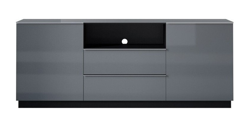 Ensemble de 6 meubles de salon collection ZANTE. Couleur noir et gris brillant.