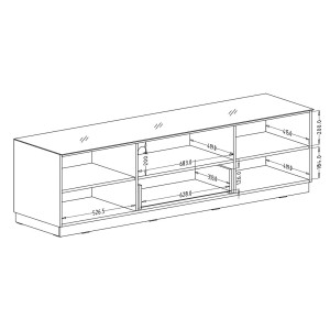 Ensemble meuble TV, buffet haut et étagère collection ZANTE. Couleur noir et gris brillant.