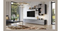 Ensemble de 7 meubles de salon collection ZANTE. Couleur noir et gris brillant.