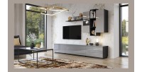 Ensemble de 7 meubles de salon collection ZANTE. Couleur noir et gris brillant.