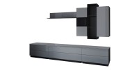 Ensemble de 7 meubles de salon collection ZANTE. Couleur noir et gris brillant.