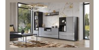 Ensemble de 4 meubles de salon collection ZANTE. Couleur noir et gris brillant.