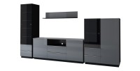 Ensemble de 4 meubles de salon collection ZANTE. Couleur noir et gris brillant.