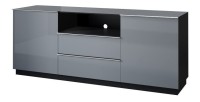 Ensemble de 4 meubles de salon collection ZANTE. Couleur noir et gris brillant.