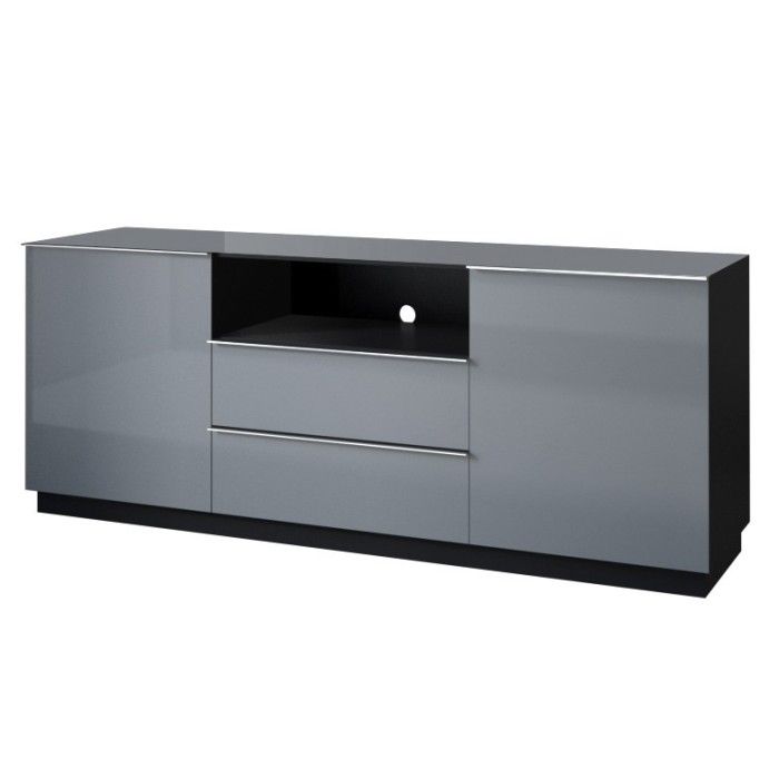 Ensemble de 4 meubles de salon collection ZANTE. Couleur noir et gris brillant.