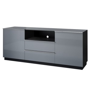 Ensemble de 4 meubles de salon collection ZANTE. Couleur noir et gris brillant.
