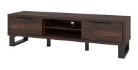 Meuble TV XL 180cm collection MILO. Coloris chêne foncé. Pieds en métal noir.