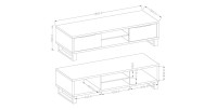 Meuble TV XL 180cm collection MILO. Coloris chêne foncé. Pieds en métal noir.