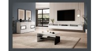 Meuble TV XL 270cm à poser ou à suspendre collection RAMOS. Coloris blanc brillant.
