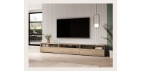 Meuble TV XL 270cm à poser ou à suspendre collection RAMOS. Coloris chêne.