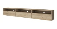 Meuble TV XL 270cm à poser ou à suspendre collection RAMOS. Coloris chêne.