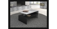 Table basse design collection RAMOS coloris gris effet béton et noir.