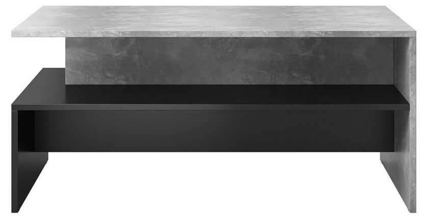Table basse design collection RAMOS coloris gris effet béton et noir.