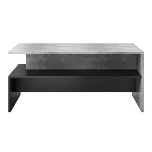 Table basse design collection RAMOS coloris gris effet béton et noir.
