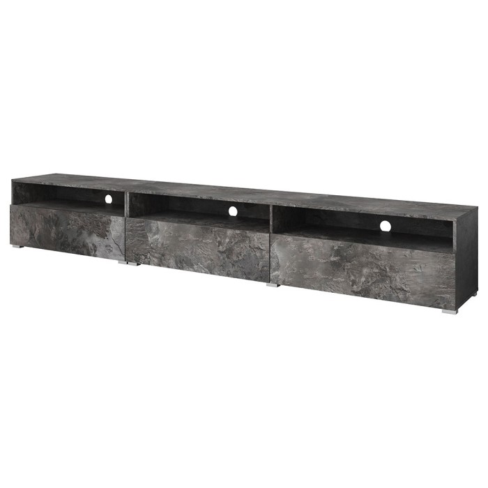 Meuble TV XL 270cm à poser ou à suspendre collection RAMOS. Coloris gris effet ardoise.