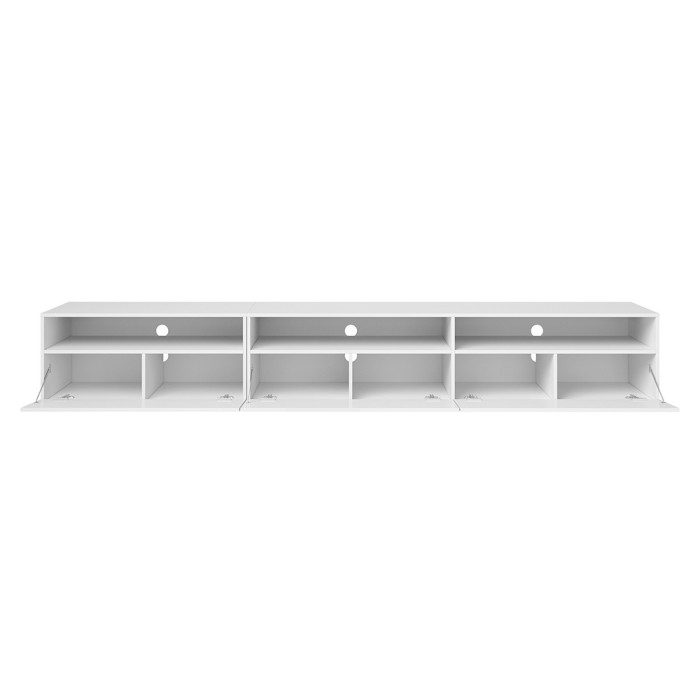 Meuble TV XL 270cm à poser ou à suspendre collection RAMOS. Coloris gris effet ardoise.
