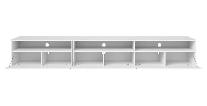 Meuble TV XL 270cm à poser ou à suspendre collection RAMOS. Coloris gris effet ardoise.