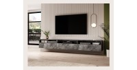 Meuble TV XL 270cm à poser ou à suspendre collection RAMOS. Coloris gris effet ardoise.