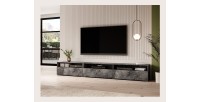 Meuble TV XL 270cm à poser ou à suspendre collection RAMOS. Coloris gris effet ardoise.