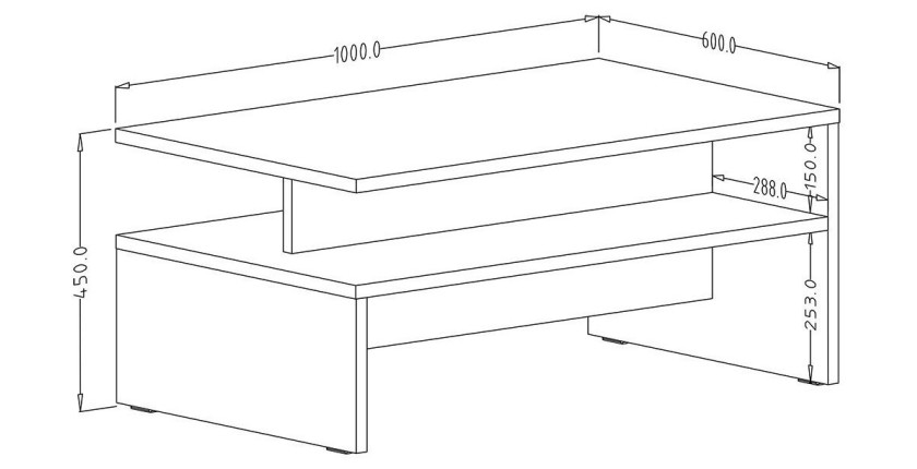 Table basse design collection RAMOS coloris gris effet ardoise et noir.