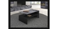 Table basse design collection RAMOS coloris gris effet ardoise et noir.