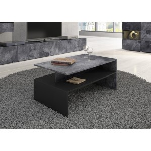 Table basse design collection RAMOS coloris gris effet ardoise et noir.