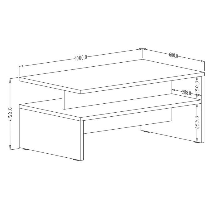 Table basse design collection RAMOS coloris chêne et noir super mat.