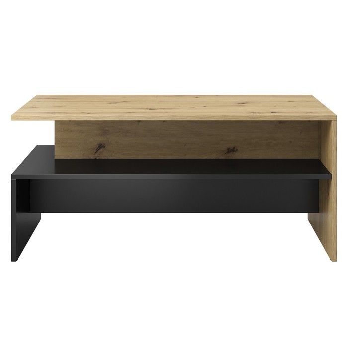 Table basse design collection RAMOS coloris chêne et noir super mat.