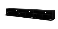 Meuble TV RAMOS noir brillant 270 cm – 3 portes abattantes et 3 niches – Design moderne