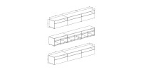 Meuble TV RAMOS noir brillant 270 cm – 3 portes abattantes et 3 niches – Design moderne