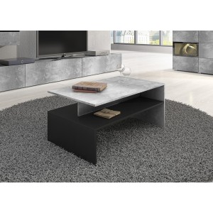 Ensemble de 7 meubles de salon collection RAMOS. Couleur gris effet béton et noir.