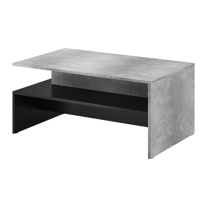 Ensemble de 7 meubles de salon collection RAMOS. Couleur gris effet béton et noir.