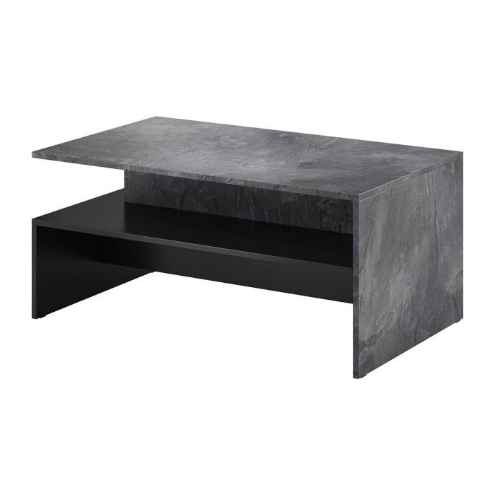 Ensemble de 7 meubles de salon collection RAMOS. Couleur gris effet ardoise et noir.