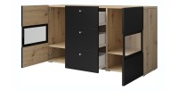 Ensemble de 7 meubles de salon collection RAMOS. Chêne et noir super mat.