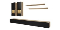 Ensemble de 7 meubles de salon collection RAMOS. Chêne et noir super mat.