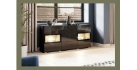 Ensemble de 7 meubles de salon collection RAMOS. Coloris noir brillant