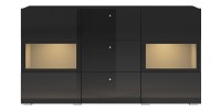 Ensemble de 7 meubles de salon collection RAMOS. Coloris noir brillant