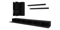 Ensemble de 7 meubles de salon collection RAMOS. Coloris noir brillant