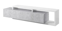 Meuble TV 220cm collection BERGAME. Coloris blanc et gris béton.