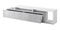 Meuble TV 220cm collection BERGAME. Coloris blanc et gris béton.