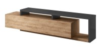 Meuble TV 220cm collection BERGAME. Coloris chêne et gris anthracite.