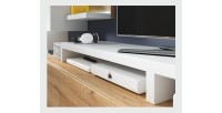 Ensemble meubles de salon avec LED collection BERGAME. Coloris chêne et blanc.