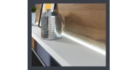 Ensemble meubles de salon avec LED collection BERGAME. Coloris chêne et blanc.