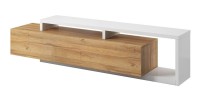 Meuble TV 220cm collection BERGAME. Coloris chêne et blanc.